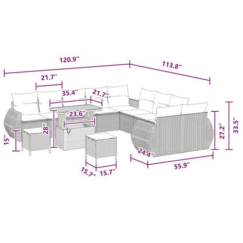Zestaw Sof na Ogród 13 pcs Czarny polirattan na Arena.pl