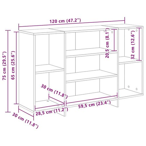 Bufet dąb artisan 120 x 30 x 75 cm Materiał drewnopochodny na Arena.pl