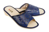 Przewiewne damskie pantofle z ażurowym wzorem pw077 granatowy Obuwie 38