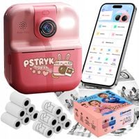 MINI DRUKARKA PSTRYK TERMICZNA APARAT NATYCHMIASTOWY DLA DZIECI i 12 ROLEK