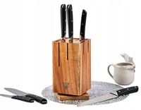 Zestaw 7 czarnych noży kuchennych ze stali nierdzewnej BJORN