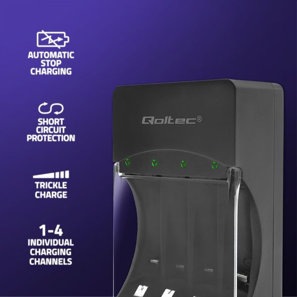 Qoltec Ładowarka do akumulatorków Ni-MH typu R03/AAA R6/AA | 300mA zdjęcie 2