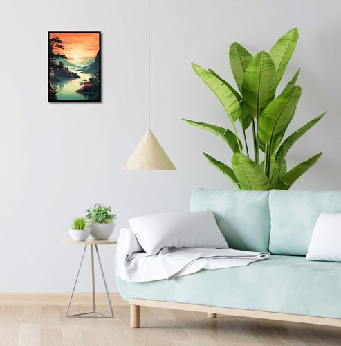 Plakat 30x40cm Zachodzące Słońce nad Spokojnym Jeziorem na Arena.pl