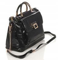 Monnari Stylowa torebka damska Kuferek i Listonoszka w jednym Kroko Lakier