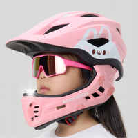Kask rowerowy dziecięcy z odpinaną szczęką rozmiar S 48-52cm - różowy króli