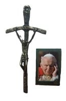 krzyż papieski metalowy  średni  20cm