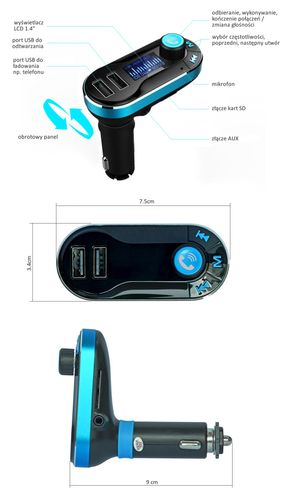 Transmiter Samochodowy Bluetooth FM z Szybką Ładowarka na Arena.pl