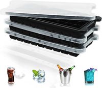 Silikonowe Foremki do Lodu 36 Przegródek 3 Sztuki z Pokrywką Czarne