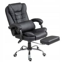 Fotel biurowy obrotowy z podnóżkiem poduchą pod lędźwie czarny GIOSEDIO