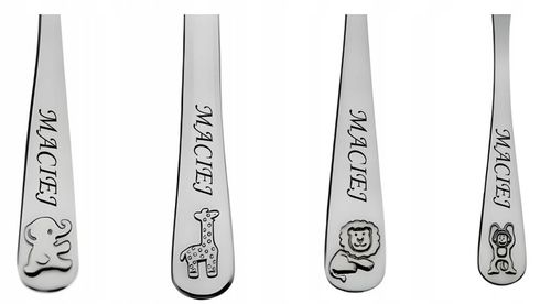 Sztućce dla Dzieci z GRAWEREM Gratis Prezent na Chrzest Roczek Urodzinki na Arena.pl