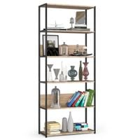 Regał industrialny metalowy 80 cm 6 półek otwarty do salonu Czarny Sonoma