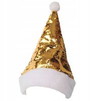 CZAPKA złota CEKINY pompon BOŻE NARODZENIE