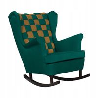 Fotel uszak bujany Carol Duo  zielono złoty welur profilowany