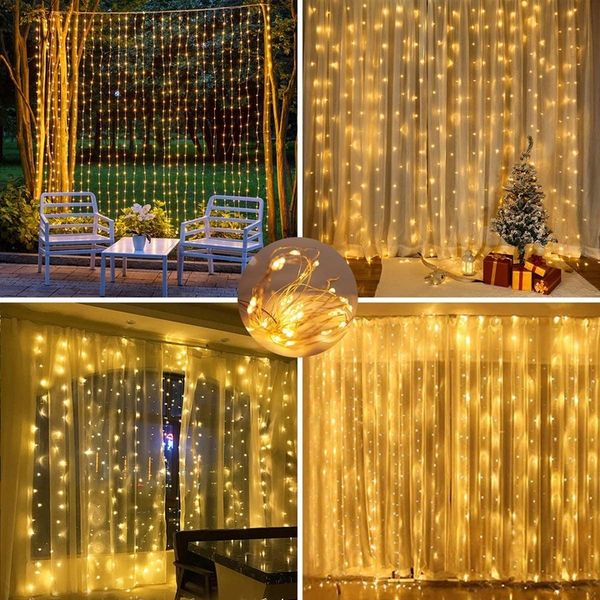 KURTYNA ŚWIETLNA 200 LED DRUCIKI 2x2m BIAŁY CIEPŁY 200L USB PILOT zdjęcie 4