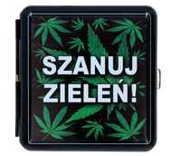Papierośnica Metalowa z Nadrukiem Szanuj Zieleń