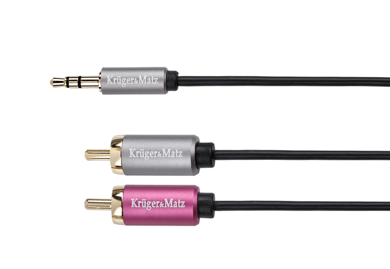 KM0310 Kabel wtyk jack 3.5 - 2RCA stereo 1.8m Kru zdjęcie 1