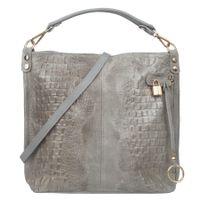 VERA PELLE torebka zamszowa worek shopper z kłódeczką V493 j.taupe