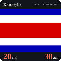Karta eSIM Internet Kostaryka 20 GB na 30 dni - bez rejestracji