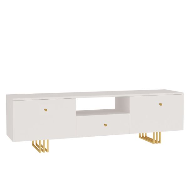 SZAFKA RTV KLARA 150 KASZMIR BEŻ ZŁOTY nogi metal salon zdjęcie 2