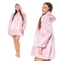 Ciepła Bluza Koc 2w1 Oversize z Kapturem Sherpa Różowa XXL Gruba Miękka