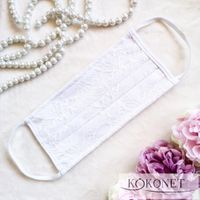 Maseczka ozdobna ślubna KORONKA z drucikiem piękna