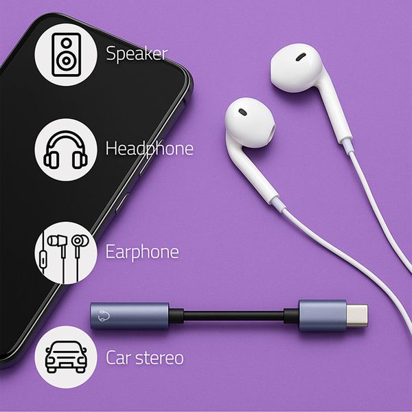 Qoltec Adapter USB-C do Jack 3.5mm Hi-Fi Audio 10cm zdjęcie 2