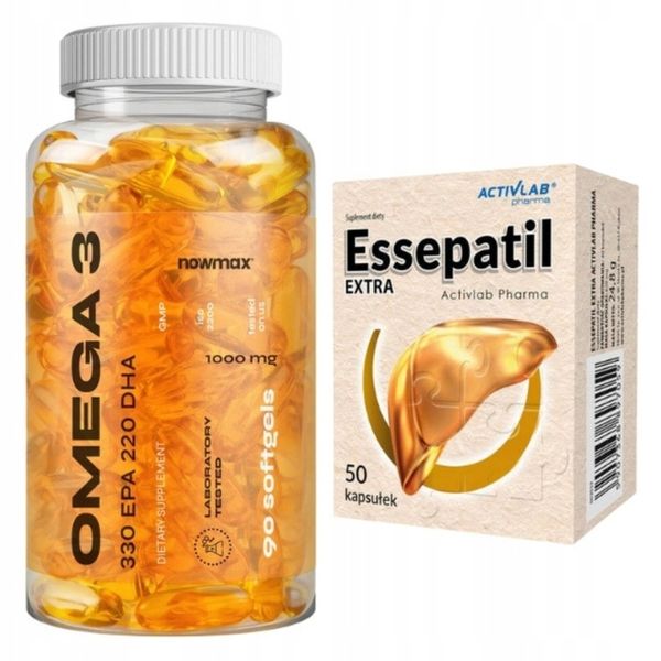 nowmax OMEGA 3 1000mg 330 EPA 220 90kaps + ACTIVLAB ESSEPATIL EXTRA 50 kaps zdjęcie 2