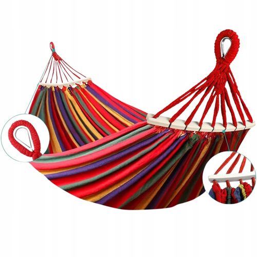 HAMAK OGRODOWY ze stelażem dwuosobowy brazylijski DUŻY RED GARDEN ZESTAW na Arena.pl