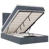 Rama łóżka otomana z materacami, szara, 120x200 cm, aksamit
