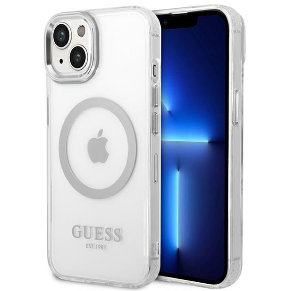 Etui Guess do iPhone 15, iPhone 14, iPhone 13, Srebrny, MagSafe zdjęcie 1