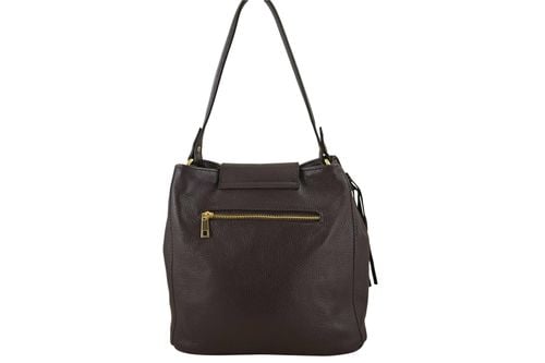 Skórzana torebka boho z frędzlami - Brązowa ciemna na Arena.pl