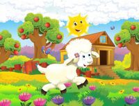 FOTOTAPETA dziecięca FARMA OWIECZKI SŁONECZKO