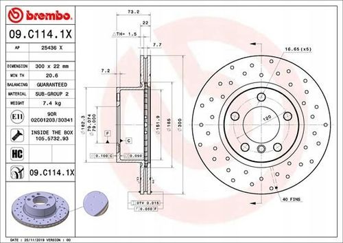 TARCZA HAM PRZOD 300X22 V XTRA BREMBO na Arena.pl