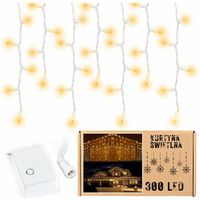 LAMPKI KURTYNA ŚWIATEŁKA ŁAŃCUCH ŚWIĄTECZNE ZEWNĘTRZNE 300 LED 12M CIEPŁA