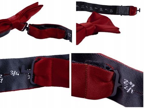 MUCHA ŻAKARDOWA + PUDEŁKO Mucha Męska do Koszuli Bordowa MIKROFIBRA mz47 na Arena.pl