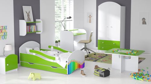 Łóżko dziecięce LEO 140x70 biało-limonkowe na Arena.pl