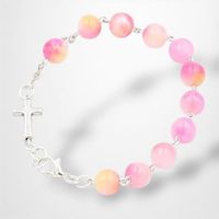 Bransoletka Różaniec Agat Różowy 8 Mm Polska Ręczna Produkcja