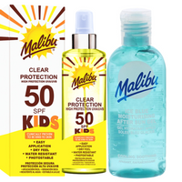 Malibu Bezbarwny Spray Dla Dzieci SPF50 250ml + Żel Po Opalaniu 100ml