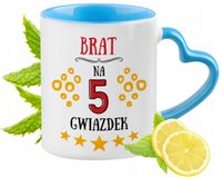 Dla Brata Kubek Błękitny Z Uszkiem W Kształcie Serca Na Prezent Z Nadrukiem