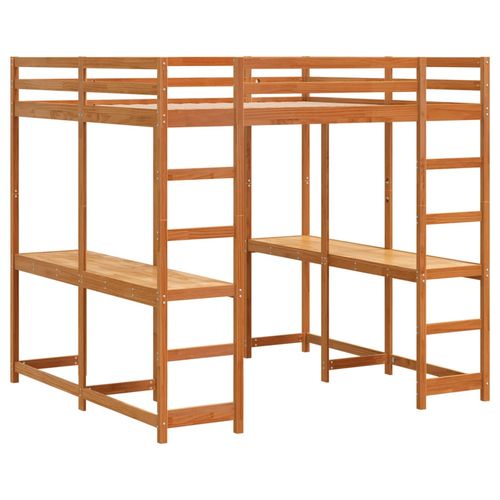 Łóżko na antresoli, z biurkiem i drabinką, brąz, 180x200 cm na Arena.pl