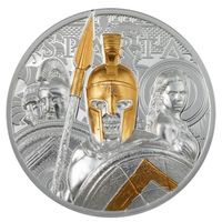 Cook Islands: Sparta pozłacany 3 uncje Srebra 2023 Proof Ultra High Relief
