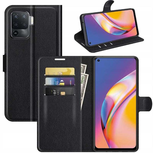 Litchi Oppo Reno 5 Lite Czarny zdjęcie 1
