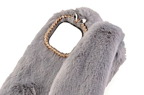 Etui z futerkiem króliczek do Samsung Galaxy A03 szary na Arena.pl