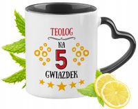 Kubek Czarny Z Uszkiem W Kształcie Serca Dla Teologa Na Prezent