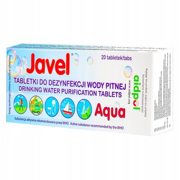 TABLETKI JAVEL AQUA DO UZDATNIANIA ODKAŻANIA WODY zdjęcie 2