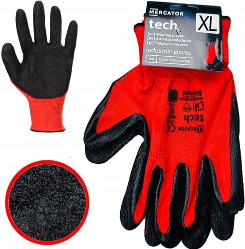 rękawice robocze mercator tech red+black latex - xl - 1 para na Arena.pl