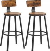 Hokery barowe taborety zestaw 2 szt. loft rustykalny brąz stylowe