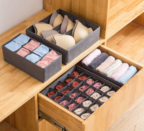 Organizer na bieliznę skarpetki do szuflady garderoby szary komplet 4 szt na Arena.pl
