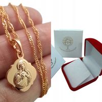 Łańcuszek komunijny medalik dwustronny SZKAPLERZ Matka Boska naszyjnik