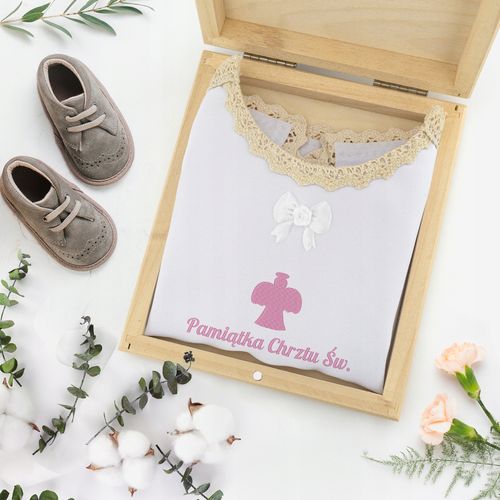 SZATKA DO CHRZTU Z HAFTEM IMIĘ DATA i PUDEŁKO na Arena.pl